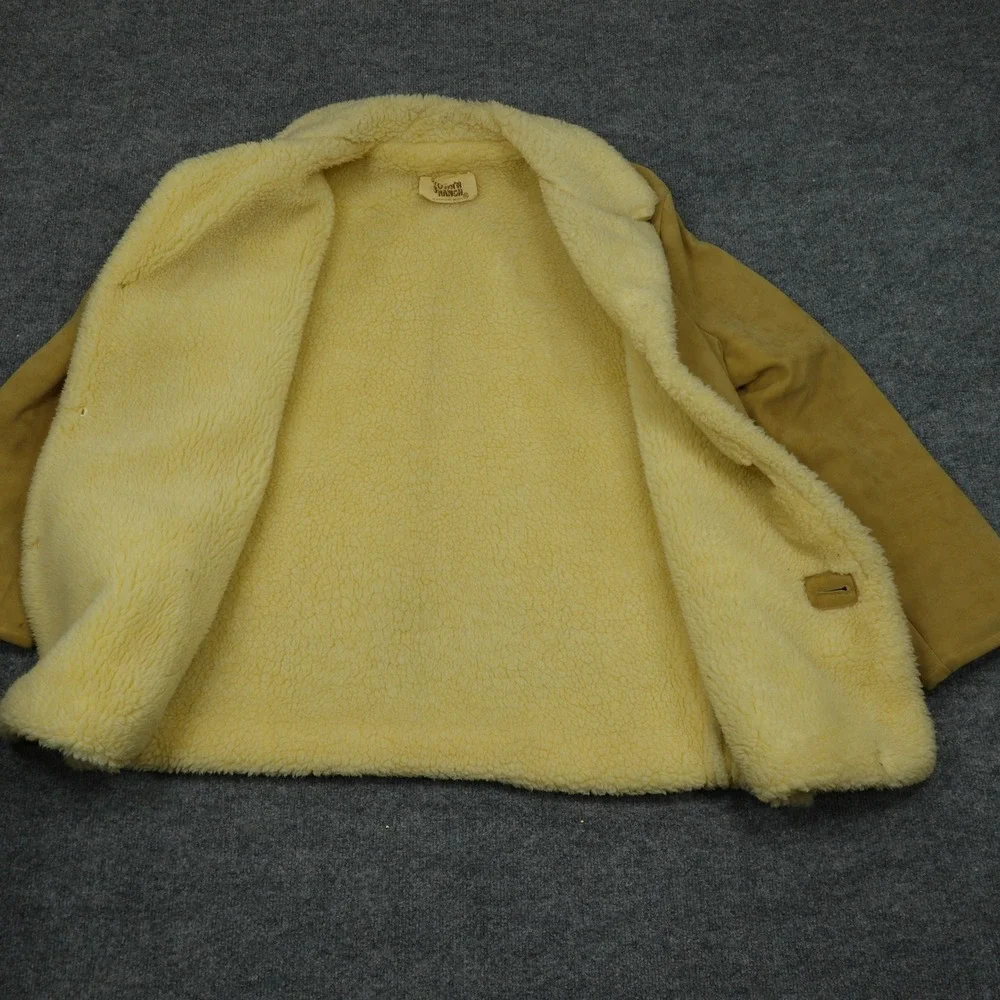 Vintage Town 'N Ranch Jacket Mens XL Tan Faux Suede Sherpa Lined Western 70s